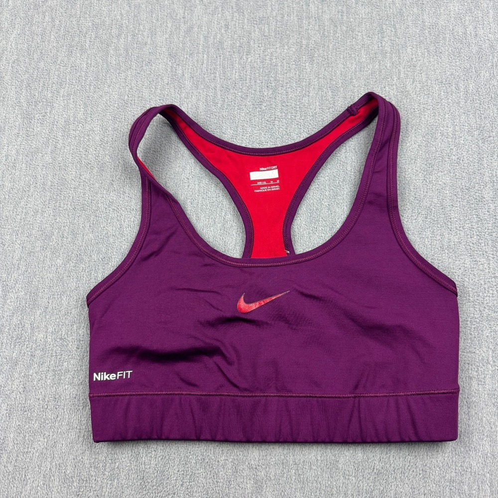 Nike Fit‎ Dry Sports Bra Kids Girls Medium 8-10 Purple Racerback Athletic Gym